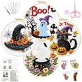 4 Sets Halloween Embroidery Kits for Beginners, Halloween Cross Stitch Kits - color: 4 Set Halloween