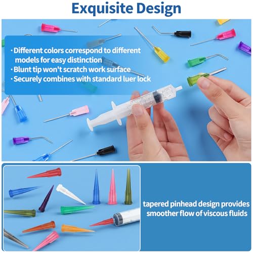 136Pcs 4 Style Blunt Tip Dispensing Needles Assortment Set, All Gauge Stainless Steel Syringe Needles for Refilling Liquid Inks Glue Applicator, Christmas Crafts Supplies