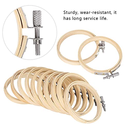 12Pcs 3.5Inch Bamboo Embroidery Hoops Wooden Round Adjustable Stitch Hoop Ring for Art Crafting Handy Sewing Cross Stitching