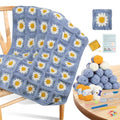 Coopay Crochet Kit for Beginners, Granny Square Blanket Kit, Blue-Purple - color: Blue-purple - Daisy