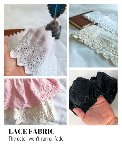 5 Yards 4.2" Cotton Pleated Eyelet Lace Trim for Sewing (White) - color: white