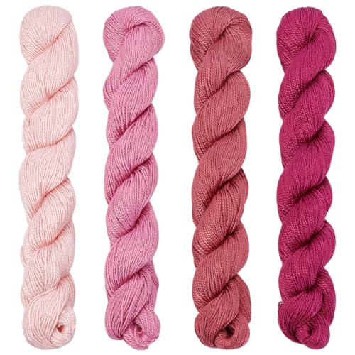 FREEBLOSS 4 Pcs Sashiko Thread Sashiko Skein 100 M*4 Colors(Purple) Cotton Embroidery Thread Japanese Quilting & Embroidery Sashiko Kit Supplies Sewing Thread - color: Pink