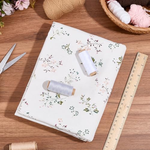 1.75 Yards Floral Patterned Beige Fabrics Gardenia Flower Print Square Patchwork Light Color Polycotton Flowers Printed Rectangle Quilting Fabric for Sewing Making Quilt DIY Craft Supply - size: 1600MM, style: Flower Pattern