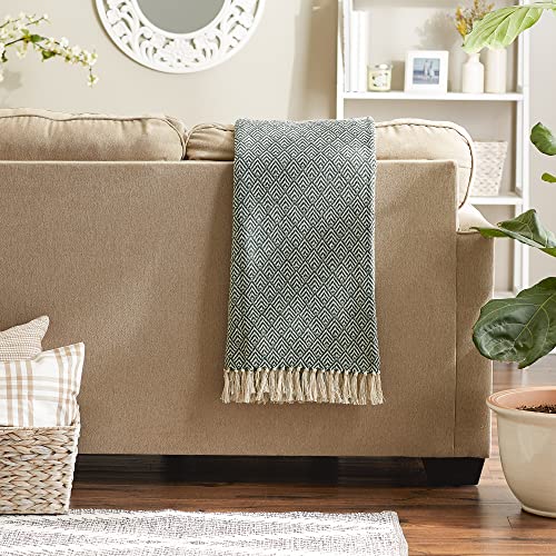 DII Diamond Throw Collection Cotton Woven, 50x60, Hunter Green - color: Hunter Green