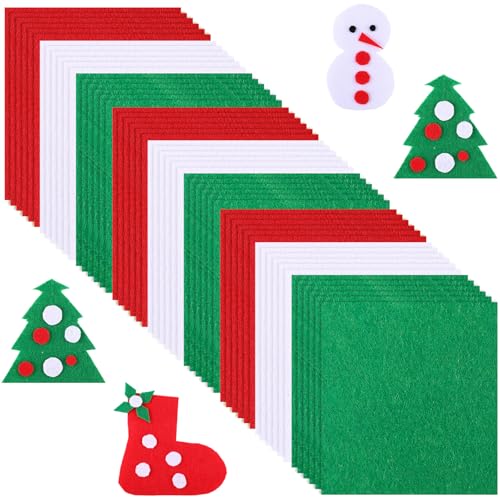 Tatuo 96 Pcs Christmas Stiff Felt Fabric Sheets, 3 Colors - color: 3 Colors