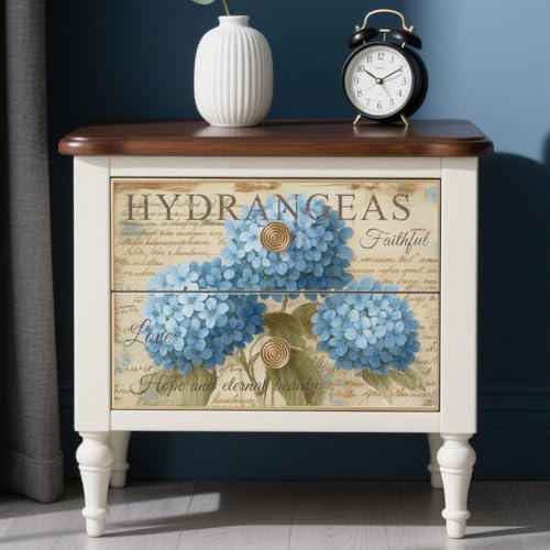 Peacoblue Hydrangea Pattern Rub On Transfers for Furniture Craft 6"x12" - style: Hydrangea Pattern