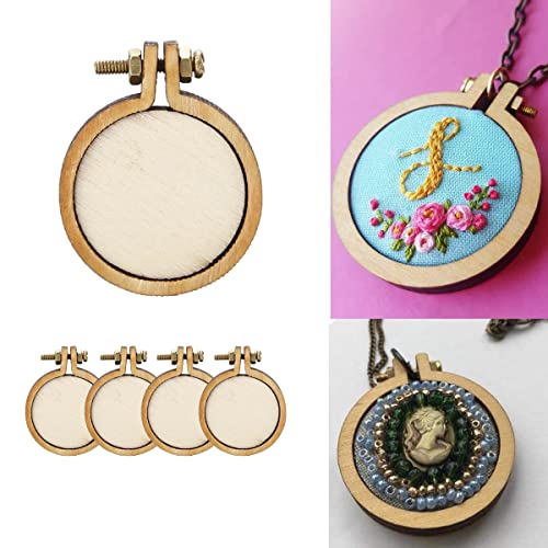 Mini Embroidery Hoops - 1 Inch Small Round Wooden Embroidery Frame (20 PCS)