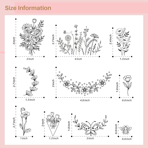 ZQmino Stick & Stitch Water Soluble Embroidery Paper, Embroidery Patterns - color: Floral