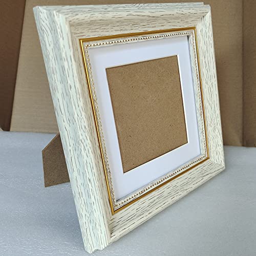 With 4x4 Mat Square Picture Frame 6x6 White (Cream Color) Desktop and Wall - color: White, size: 6x6
