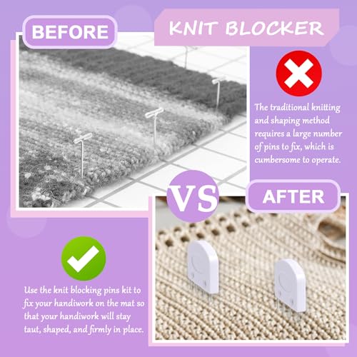 20Pcs Knit Blockers Pins Kit, Knit Blocking Combs for Crochet Knitting Blocking Board Mats, Crochet Blocking Pins for Crochet Projects Sewing Lace Needlework Projects Tool - color: White