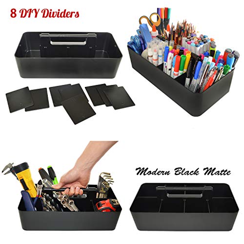 Enjoy Organizer- Plastic Portable Craft Storage Organizer Caddy Tote, DIY Divided Basket Bin with Handle for Craft, Sewing, Art Supplies - Holds Paint Brushes, Colored Pencils - Made In USA