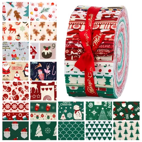 ZMAAGG Jelly Roll Fabric, 32PCS Jelly Roll, Christmas Style Quilting Fabric - color: Multicolor