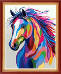 Artvxeay Stamped Cross Stitch Kits Beginners Full Range of Embroidery Starter Kits for Adults Printed Cross Stitching DIY Needlepoint Kit 11CT- Colorful Steed 16x20 inch - color: Color63