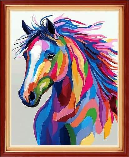 Artvxeay Stamped Cross Stitch Kits Beginners Full Range of Embroidery Starter Kits for Adults Printed Cross Stitching DIY Needlepoint Kit 11CT- Colorful Steed 16x20 inch - color: Color63