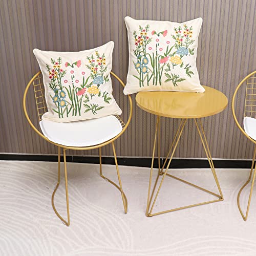 Set of 2 Embroidered Decorative Throw Pillow Covers Couch Square Pillowcases Cushion for Bedroom Sofa Farmhouse Decor 18x18 Inch (Daisy) - color: Daisy