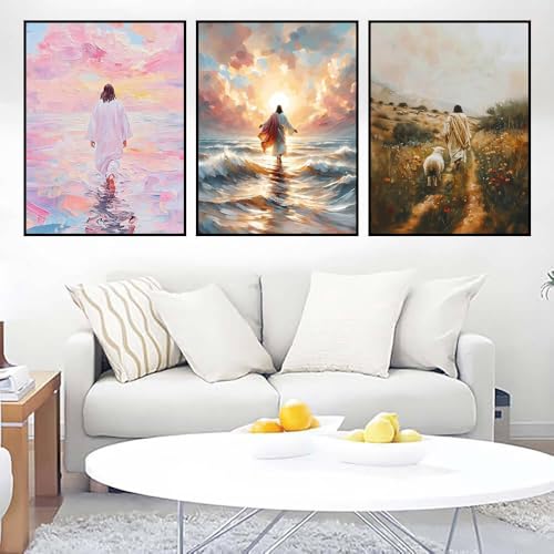 Dugsmgd 3 Pack Jesus Diamond Art Kits for Adults, Diamond Painting 12x16in - color: 3 Pack Jesus