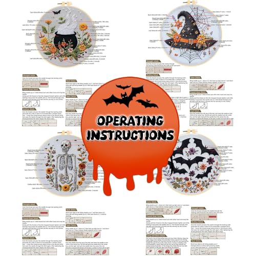 YOUDRN Halloween Embroidery Kit, Bat Halloween Cross Stitch Kit - color: Bat