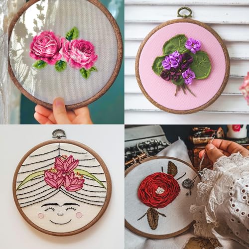 PATIKIL 6inch Embroidery Hoops, 15Pieces Imitated Wood Circle Frame Cross Stitch Hoop Ring for Embroidery Art Craft Sewing Ornaments Hanging Decoration - size: 6inch