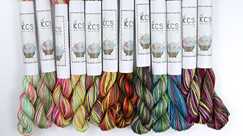 KCS Big skeins of 25 Meters Size 25 Color Variegated Cross Stitch Stranded Threads,12 skeins,01 - color: 12skeins01, size: 12 skeins