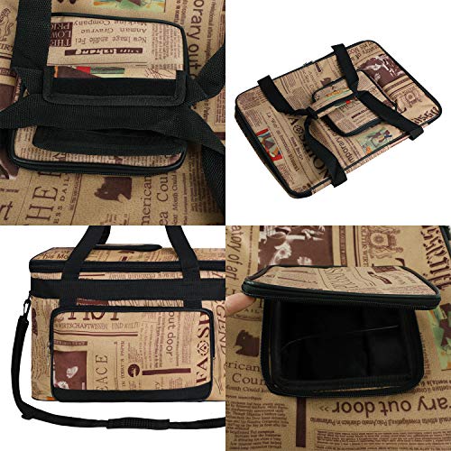 Starsouce Large Capacity Art Supply Organizer Tote Bag – Padded Craft Storage with Adjustable Shoulder Strap, Foldable Travel Caddy for Brushes, Markers, Sketchbook, Watercolor Palette & More - color: Newspaper