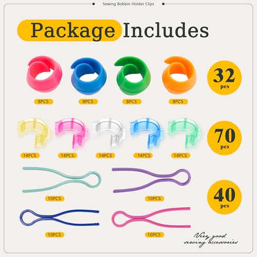 142pcs Bobbin Thread Organizing Clips Set Bobbin Thread Buddies Kit Spool Huggers Thread Holders Colorful Sewing Products Sewing Machine Quilting Supplies for Spool Organizing (Multicolor-142pcs) - color: Multicolor-142pcs