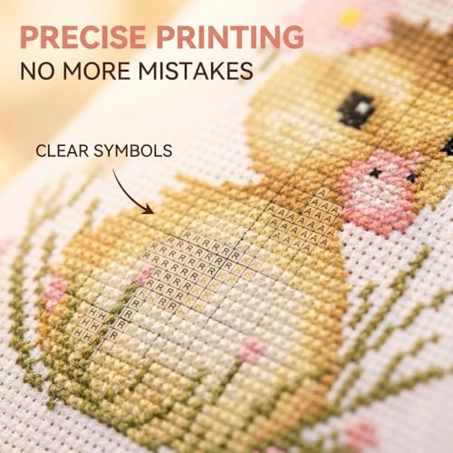 Cute Duck Stamped Cross Stitch Kits for Beginners Adults with Framed - color: DKJ007