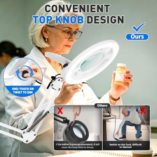 KIRKAS Magnifying Glass with Light, 2,200 Lumens Magnifying Lamp 12X - color: White 35in