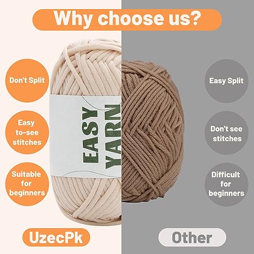 UzecPk 4 * 50g/1.76oz Crochet Yarn, 4 * 87yds Beige Beginner Crochet Yarn - color: Beige
