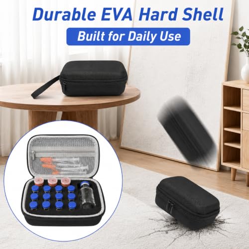 17 Slots Peptide Insulin Vial Hard EVA Travel Case Fits 1ml-30ml Vials - color: Black