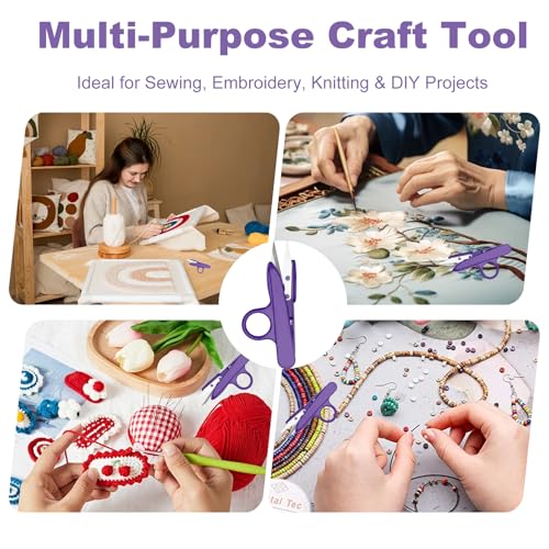 Thread Snips Scissors for Sewing Small Plastic Sewing Nippers Embroidery Snippers Craft Snip Cutters and Thread Clippers for Cutting Thick Fabric and Fishing Line(Purple)