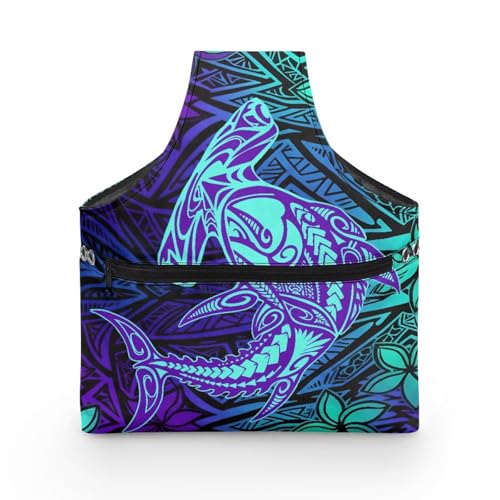 Polynesian Tribal Puletasi Yarn Tote Knitting Crochet Project Bag - color: Polynesian Tribal Puletasi Print, size: L-18.5x14x2.4in