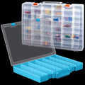 Juexica 2 Pcs 48 Grid Plastic Bead Storage Organizer Box, Clear, Blue - color: Clear, Blue