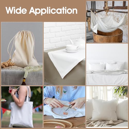 10 Yards White Cotton Fabric by the Yard Fabrics,59 Inches Wide Medium Weight 100% Natural Cotton Fabrics,Bleached Muslin Fabric for Sewing Clothing Crafts Material - color: White, size: 10 yard