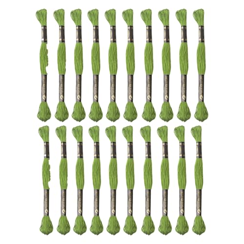 24 Skeins Embroidery Cotton Floss is 100% Egyptian Long Fiber Cotton of 8.75yds Each Cotton Cross Stitch Thread for Hand Embroidery DIY Creation and Friendship Bracelet String. (24, Green) - color: Green