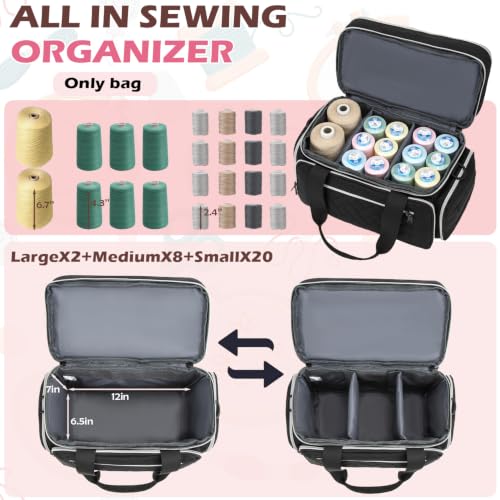 Lyhaxon Sewing Organizer Storage Bag, Double Layer Sewing Box Case - color: Black
