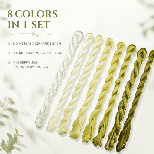Natural 100% Silk Thread, Handmade Embroidery Thread Silk Floss 8 Colors 110m Each (99) - color: 99