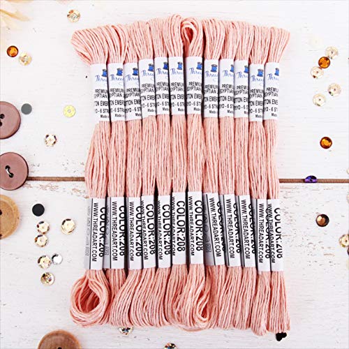 12 Skeins ThreadArt Cotton Embroidery Floss, Light Peach - color: Light Peach