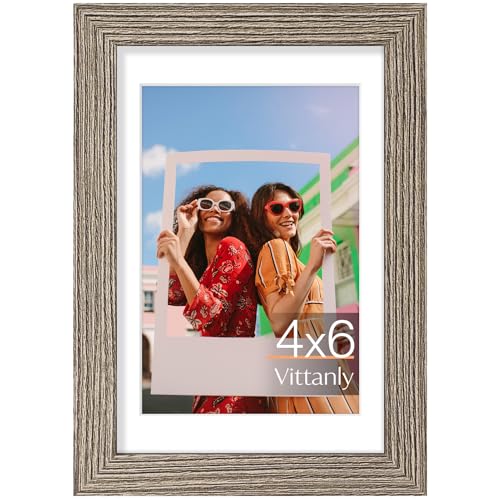 Vittanly 4x6 picture frame, Matted for 3.5x5 Photos, Grayish Brown - color: Grayish Brown, size: 4x6