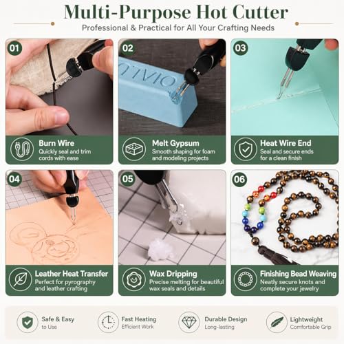 Chispee Thread Burner with one Touch,Thread Zapper for Burning and Trimming Lines, Fast Melting Wax, Leather Heat Transfer, and Stringing Projects (1Pc Burner Pen+10Pcs Tips) - color: Gold Gen 2 - 10 Tips