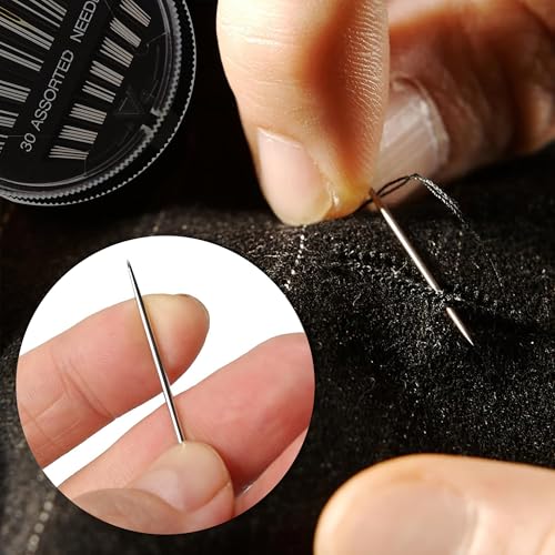 30-Pack Premium Hand Sewing Needles, 6 Sizes Assorted Needles with 2 Threaders, Embroidery Needles for Handsewing, Large Eye Sewing Needle Kit for Art and Craft Projects, Sewing Sharp Needles - size: 30+2PCS