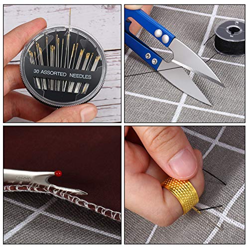 Mudder 46 Pcs Needle Threader Kit, Sewing Tool Kit for Hand Sewing with 30 Pcs Automatic Needle Threader, Embroidery Needles, Seam Ripper and Thimble for Beginners, DIY, and Travel