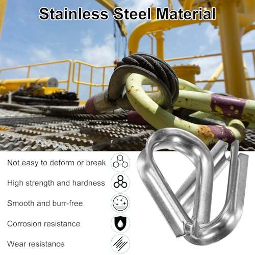 M METERXITY 5-Pack Wire Rope Thimbles, M8 Stainless Steel 8mm Rope Thimble Rigging for Diameter Cable Rigging/Sailing/Clothesline, Wire Cable Protection - size: M8