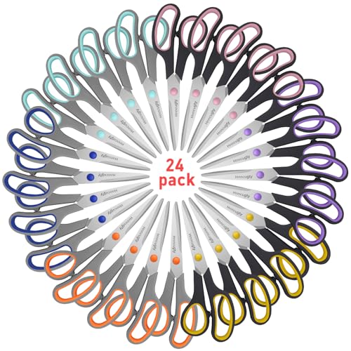 Scissors for Office School Supplies, Hnncugty 8"Scissors All Purpose 24Pack - color: 24 Pack Black Grey