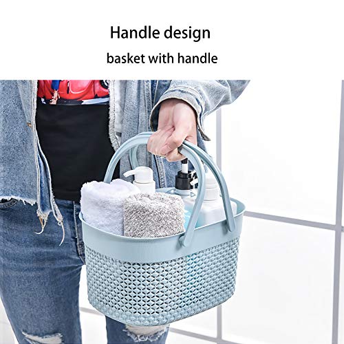 rejomiik Portable Plastic Shower Caddy Basket with Handles, Blue - color: Blue, size: 1 pack