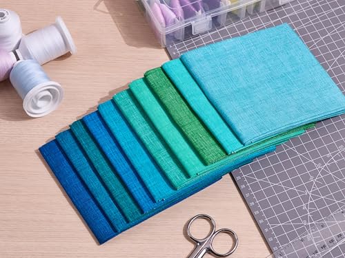 Craftido - 11 Options Solids with Tweed Tonals-Assorted Color Cotton Quilting Fabric Bundles 10pcs Fat Quarters 18"x21"-Medium Weight 5.2oz-for Quilting, Sewing and Crafts-Midnight Oasis(Greens+Blues) - color: Midnight Oasis(greens+blues)