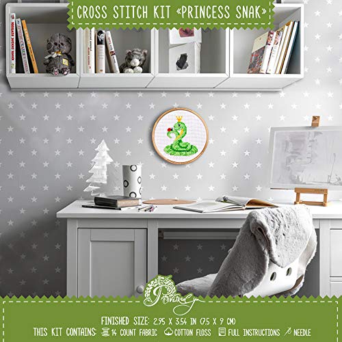 Povitrulya Princess Snake' Cross Stitch Kit with Counted Pattern - color: Snake
