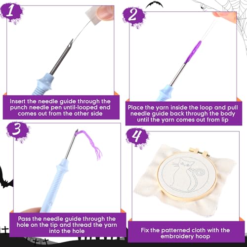 Yaomiao 6 Pcs Halloween Punch Needle Coaster Kit, Easy DIY for Beginners - style: Halloween
