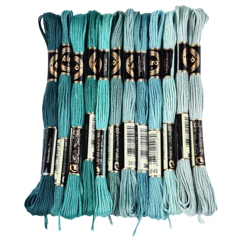 12 Skeins 6 Strands Green Embroidery Floss Thread for Jewelry - color: Dark Green