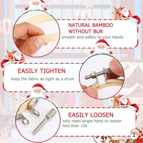 FEBSNOW 16Pcs 3 Inch Embroidery Hoops Adjustable Circle Cross Stitch Ring - style: 3 Inch