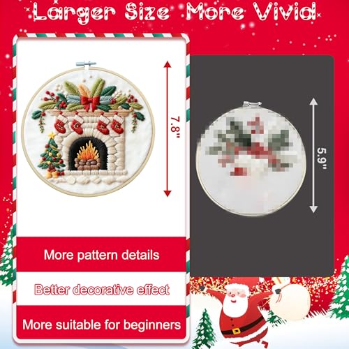 QCCTPUU 4 Sets Christmas Embroidery Kits, Beginner Embroidery Kit for Adults, Cross Stitch Kits for Beginners with Hand Embroidery Tools(Instructions, Needles, Threads - color: 4 Set Christmas